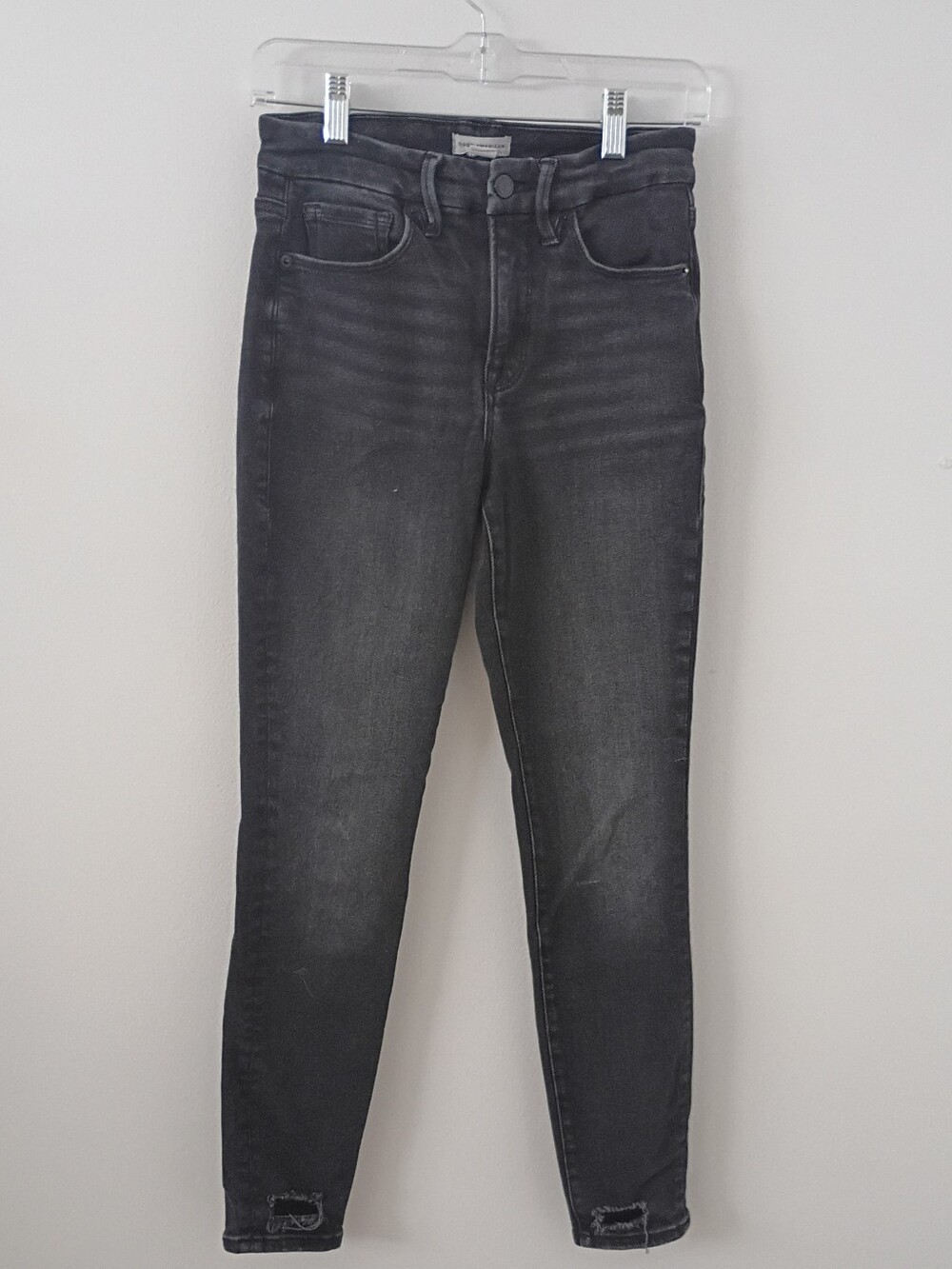 Good American Good Legs Black Distressed Skinny Jeans